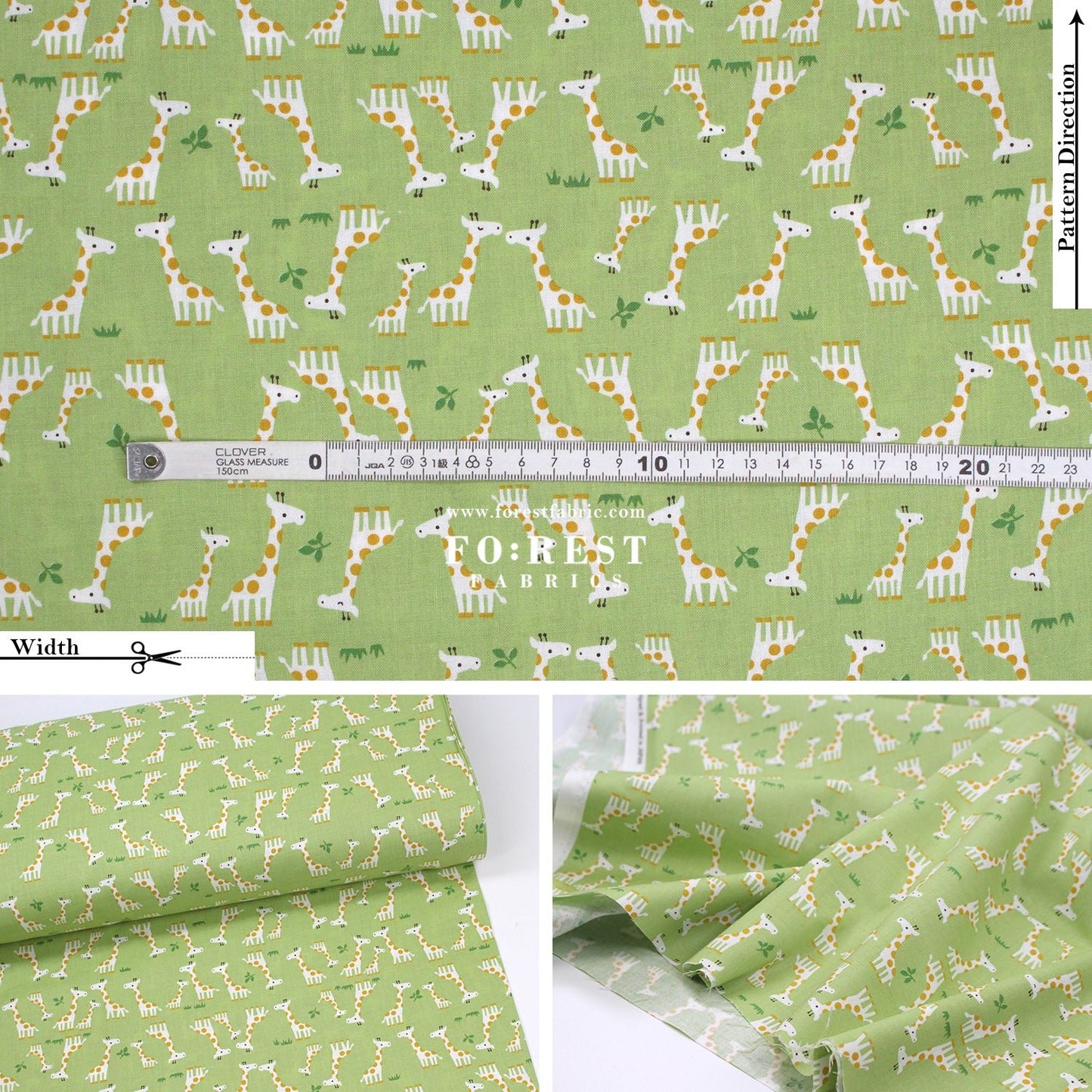 cotton - Giraffe fabric Green - FO:REST Fabric 布恩堂Liberty fabrictana lawnjapanese fabricykk zipper