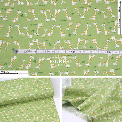 cotton - Giraffe fabric Green - FO:REST Fabric 布恩堂Liberty fabrictana lawnjapanese fabricykk zipper