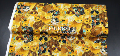 cotton - Golden Scratched Cats fabric - FO:REST Fabric 布恩堂Liberty fabrictana lawnjapanese fabricykk zipper