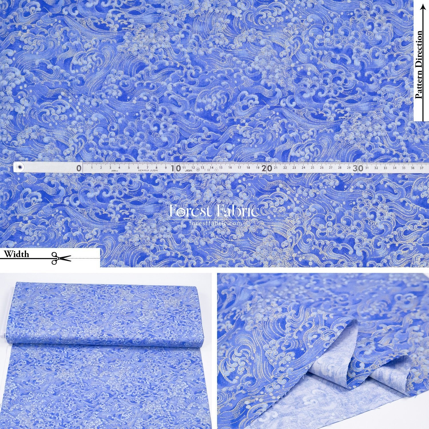 cotton - GoldFish Blue Collection fabric - FO:REST Fabric 布恩堂Liberty fabrictana lawnjapanese fabricykk zipper