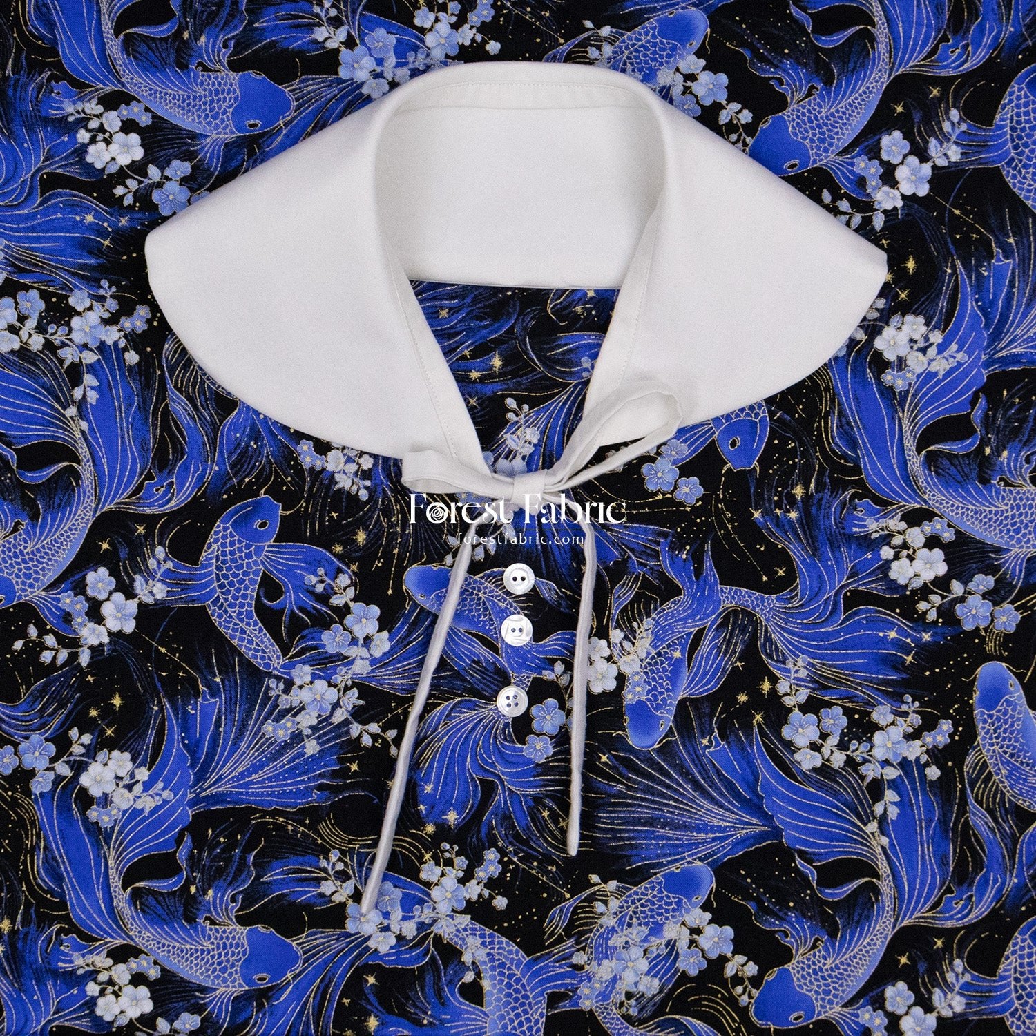 cotton - GoldFish Blue Collection fabric - FO:REST Fabric 布恩堂Liberty fabrictana lawnjapanese fabricykk zipper