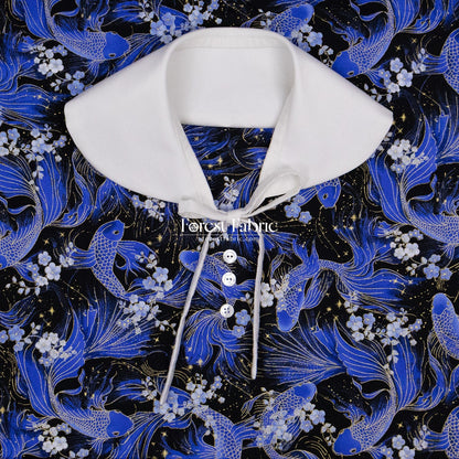 cotton - GoldFish Blue Collection fabric - FO:REST Fabric 布恩堂Liberty fabrictana lawnjapanese fabricykk zipper