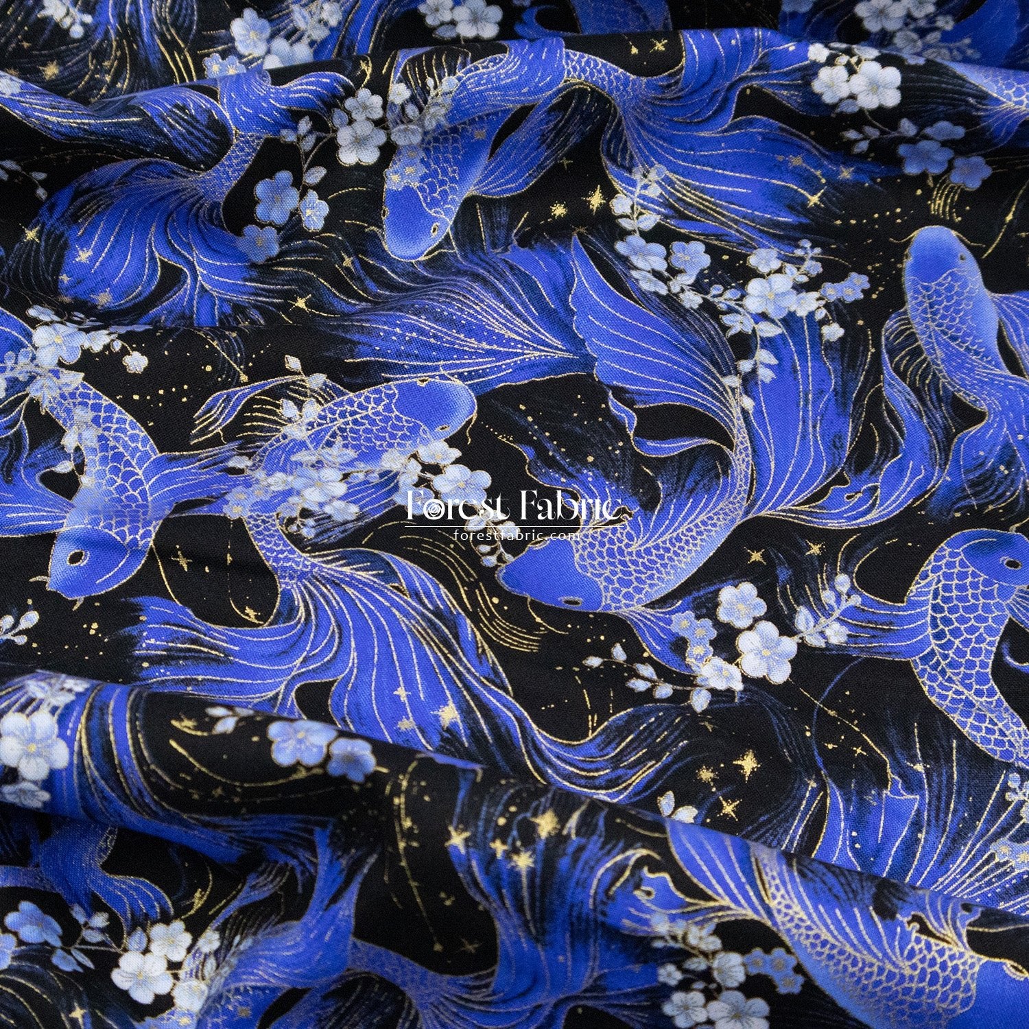 cotton - GoldFish Blue Collection fabric - FO:REST Fabric 布恩堂Liberty fabrictana lawnjapanese fabricykk zipper