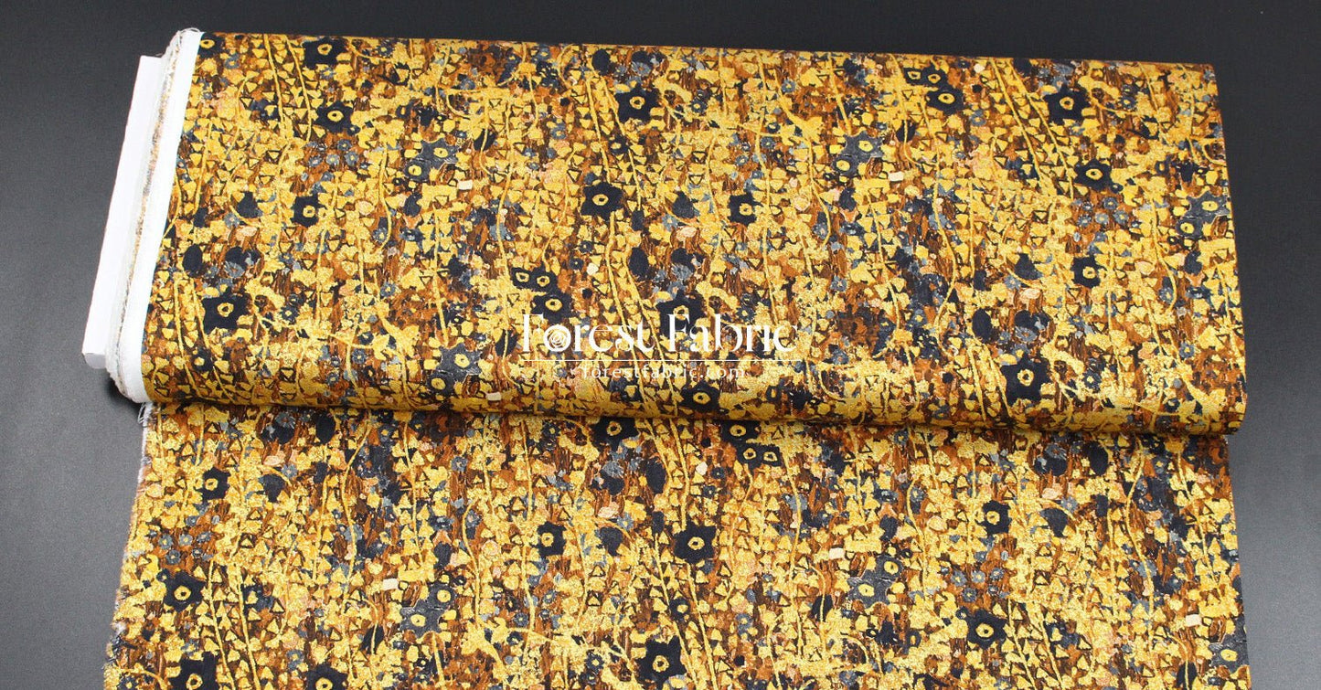 cotton - Gustav Klimt Flower Metallic fabric gold - FO:REST Fabric 布恩堂Liberty fabrictana lawnjapanese fabricykk zipper