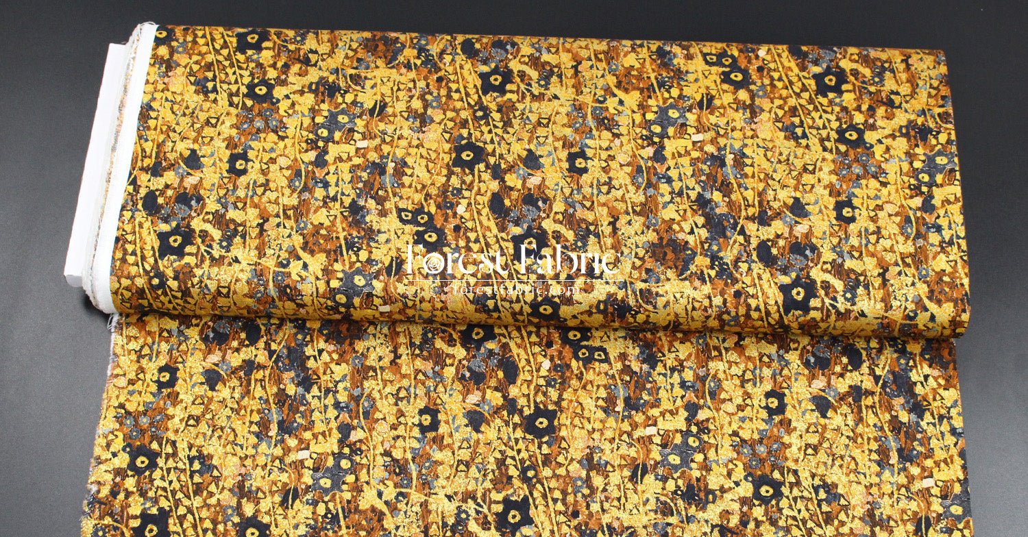 cotton - Gustav Klimt Flower Metallic fabric gold - FO:REST Fabric 布恩堂Liberty fabrictana lawnjapanese fabricykk zipper