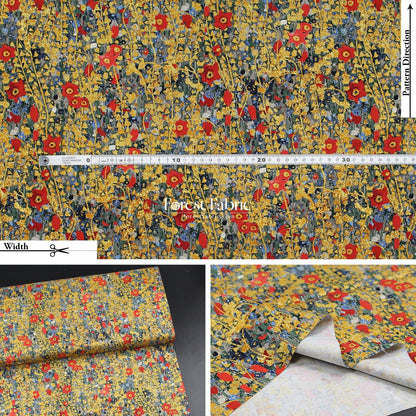 cotton - Gustav Klimt Flower Metallic fabric gold - FO:REST Fabric 布恩堂Liberty fabrictana lawnjapanese fabricykk zipper