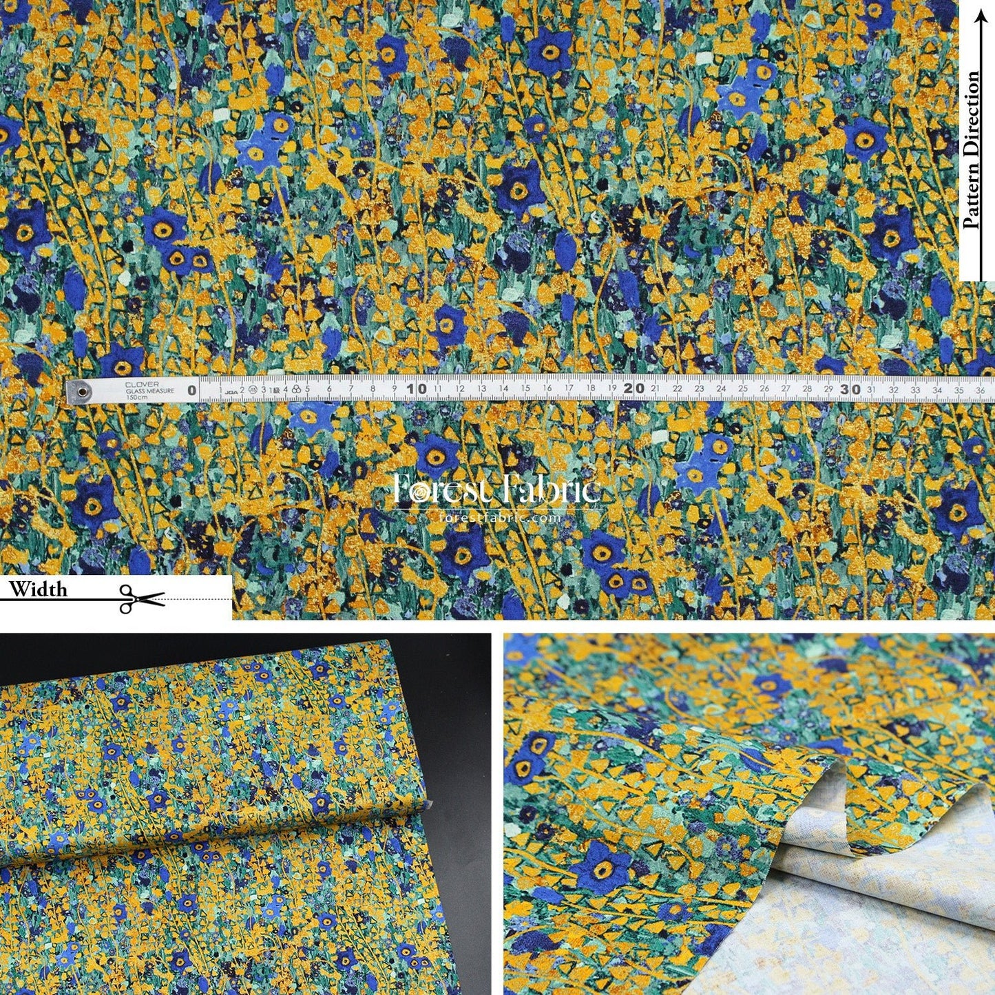 cotton - Gustav Klimt Flower Metallic fabric gold - FO:REST Fabric 布恩堂Liberty fabrictana lawnjapanese fabricykk zipper