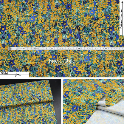 cotton - Gustav Klimt Flower Metallic fabric gold - FO:REST Fabric 布恩堂Liberty fabrictana lawnjapanese fabricykk zipper