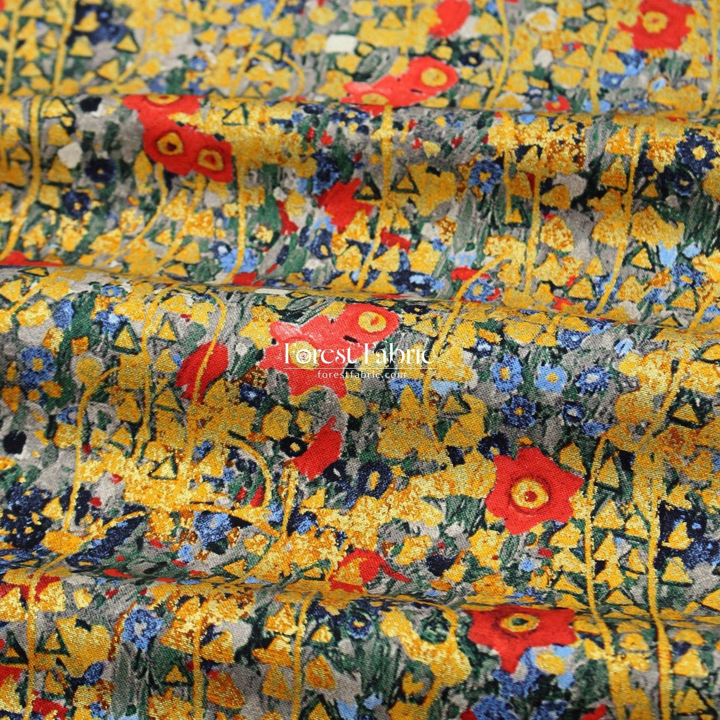cotton - Gustav Klimt Flower Metallic fabric gold - FO:REST Fabric 布恩堂Liberty fabrictana lawnjapanese fabricykk zipper