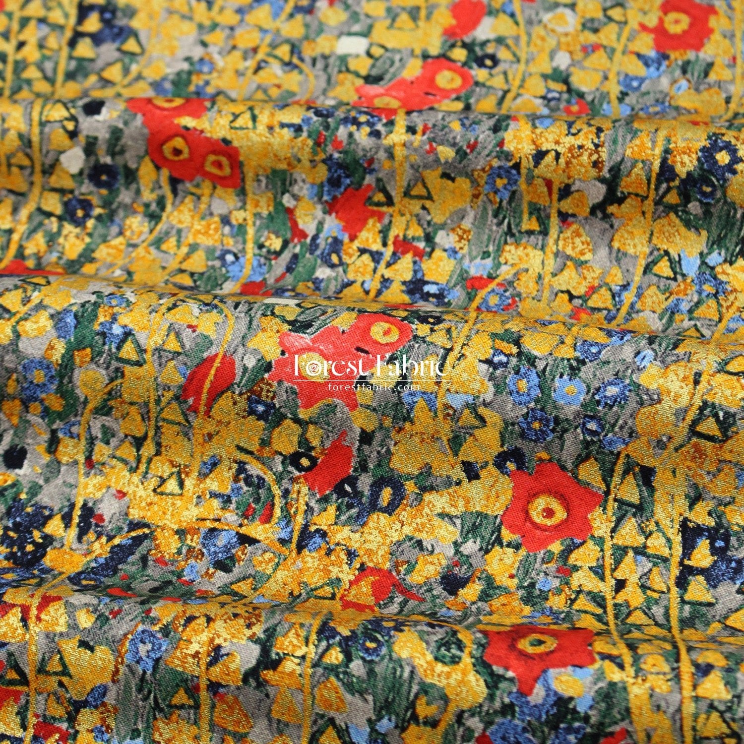 cotton - Gustav Klimt Flower Metallic fabric gold - FO:REST Fabric 布恩堂Liberty fabrictana lawnjapanese fabricykk zipper