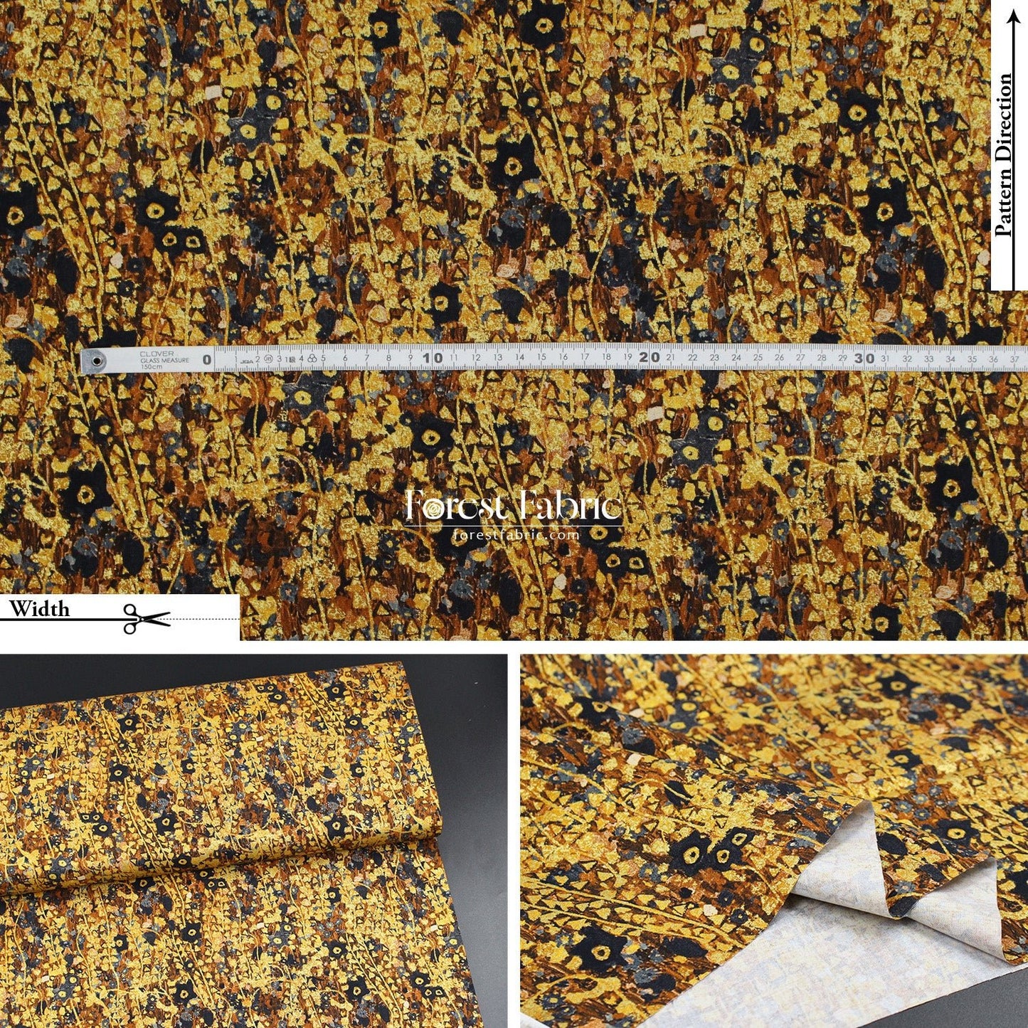 cotton - Gustav Klimt Flower Metallic fabric gold - FO:REST Fabric 布恩堂Liberty fabrictana lawnjapanese fabricykk zipper