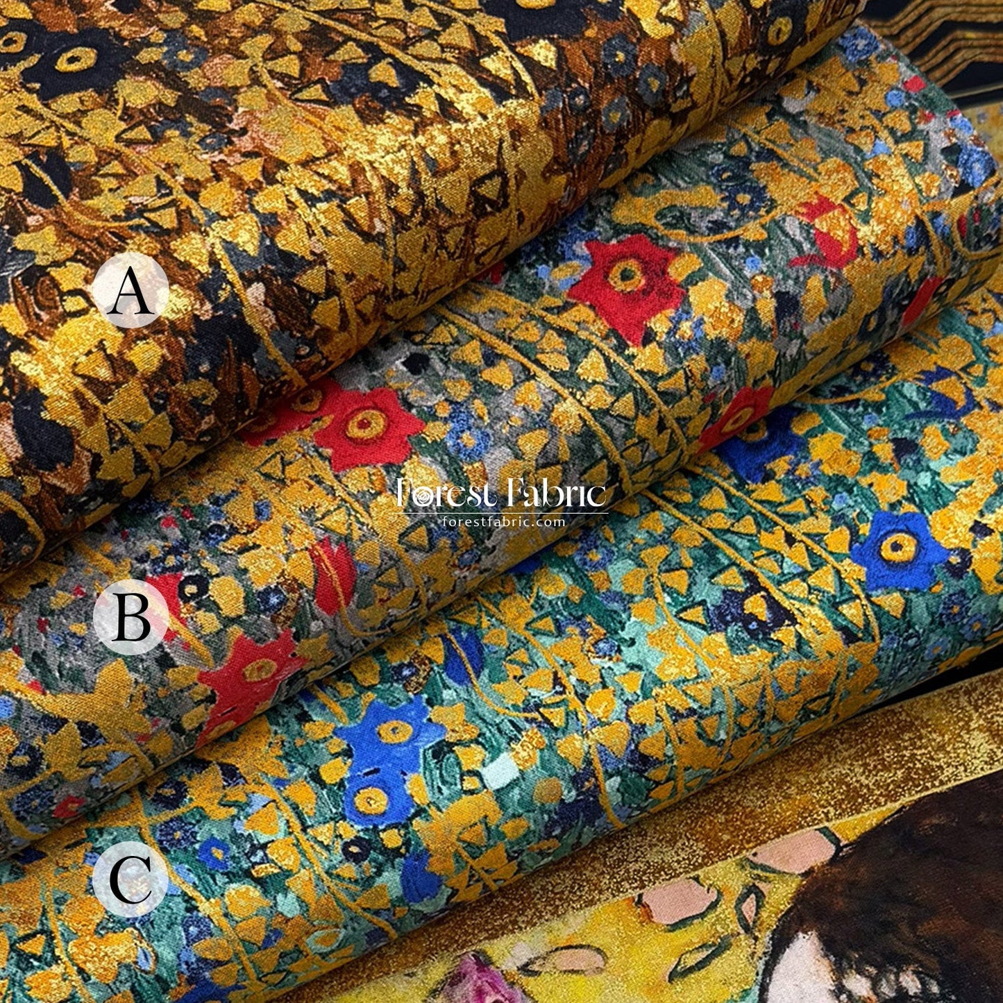 cotton - Gustav Klimt Flower Metallic fabric gold - FO:REST Fabric 布恩堂Liberty fabrictana lawnjapanese fabricykk zipper