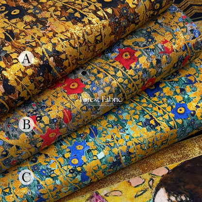 cotton - Gustav Klimt Flower Metallic fabric gold - FO:REST Fabric 布恩堂Liberty fabrictana lawnjapanese fabricykk zipper