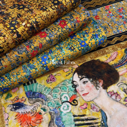 cotton - Gustav Klimt Flower Metallic fabric gold - FO:REST Fabric 布恩堂Liberty fabrictana lawnjapanese fabricykk zipper