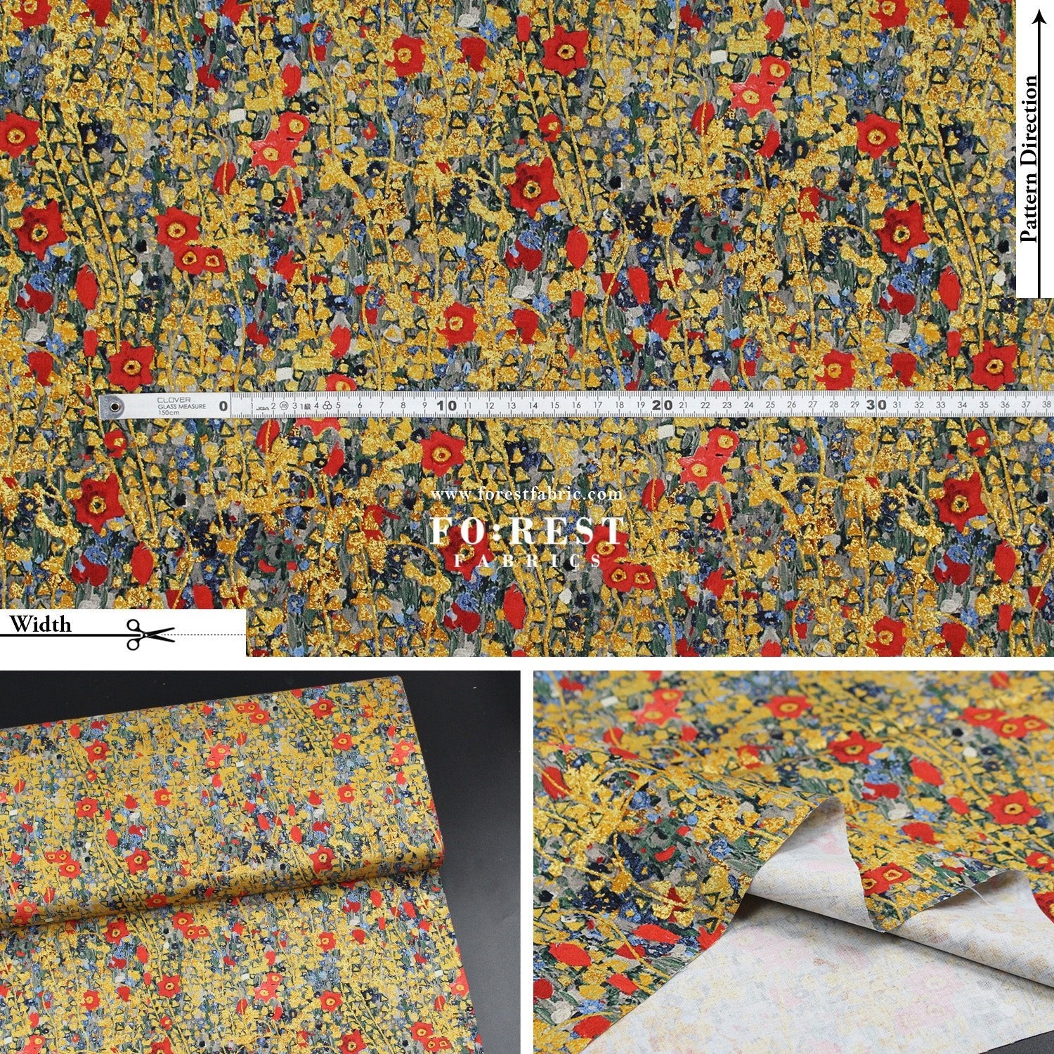 cotton - Gustav Klimt Flower Metallic fabric rose - FO:REST Fabric 布恩堂Liberty fabrictana lawnjapanese fabricykk zipper