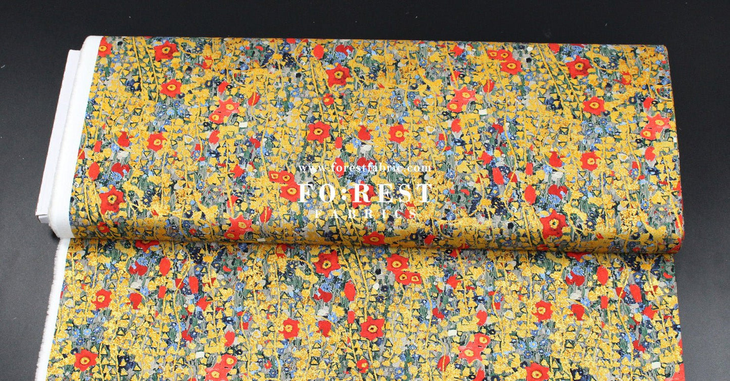cotton - Gustav Klimt Flower Metallic fabric rose - FO:REST Fabric 布恩堂Liberty fabrictana lawnjapanese fabricykk zipper