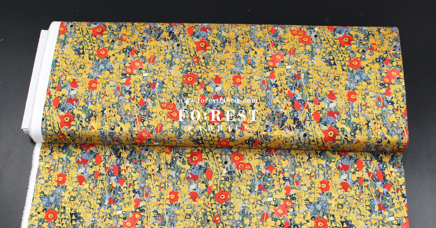 cotton - Gustav Klimt Flower Metallic fabric rose - FO:REST Fabric 布恩堂Liberty fabrictana lawnjapanese fabricykk zipper