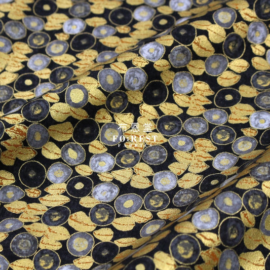 Cotton - Gustav Klimt Jewel Leaf Metallic Fabric Black