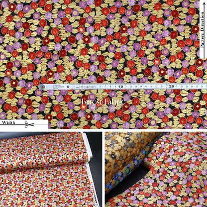cotton - Gustav Klimt Jewel Leaf Metallic fabric Black - FO:REST Fabric 布恩堂Liberty fabrictana lawnjapanese fabricykk zipper