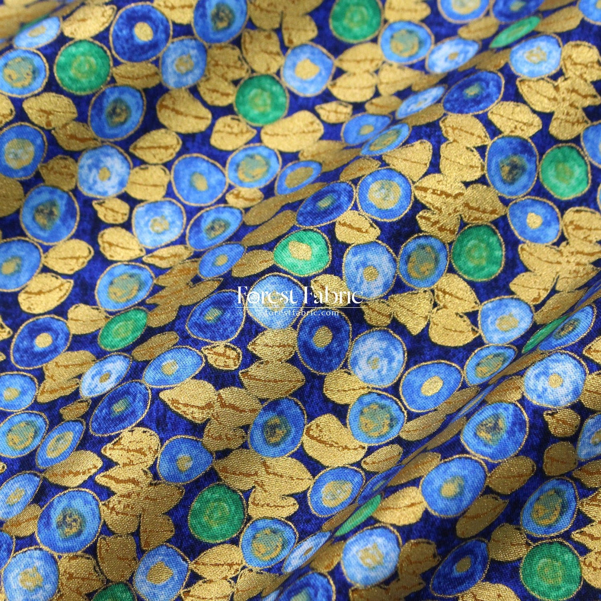 cotton - Gustav Klimt Jewel Leaf Metallic fabric Black - FO:REST Fabric 布恩堂Liberty fabrictana lawnjapanese fabricykk zipper