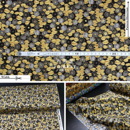 cotton - Gustav Klimt Jewel Leaf Metallic fabric Black - FO:REST Fabric 布恩堂Liberty fabrictana lawnjapanese fabricykk zipper