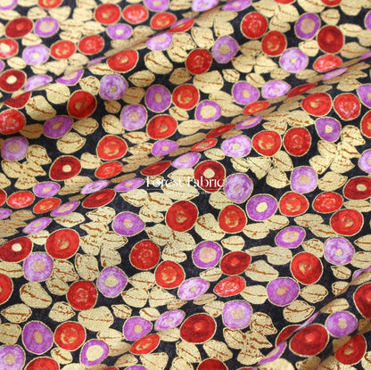 cotton - Gustav Klimt Jewel Leaf Metallic fabric Black - FO:REST Fabric 布恩堂Liberty fabrictana lawnjapanese fabricykk zipper