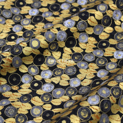 cotton - Gustav Klimt Jewel Leaf Metallic fabric Black - FO:REST Fabric 布恩堂Liberty fabrictana lawnjapanese fabricykk zipper