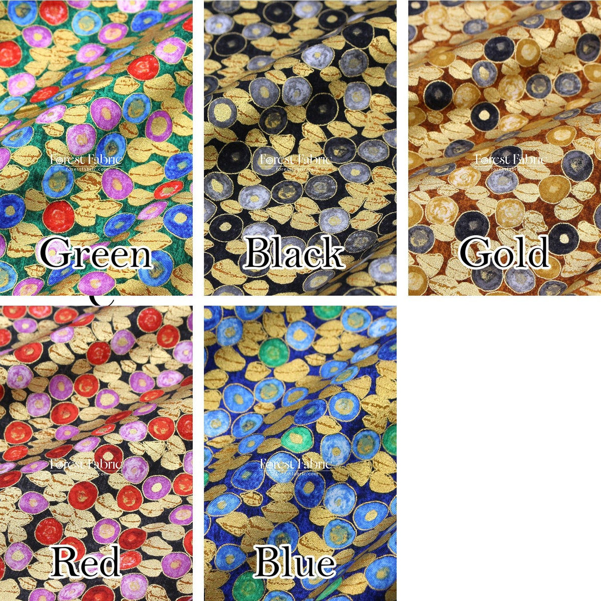 cotton - Gustav Klimt Jewel Leaf Metallic fabric Black - FO:REST Fabric 布恩堂Liberty fabrictana lawnjapanese fabricykk zipper