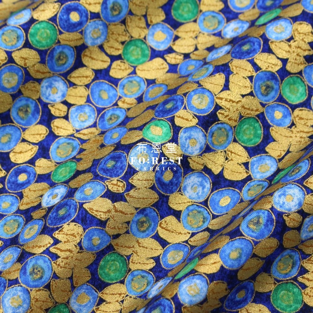 cotton - Gustav Klimt Jewel Leaf Metallic fabric Blue - FO:REST Fabric 布恩堂Liberty fabrictana lawnjapanese fabricykk zipper