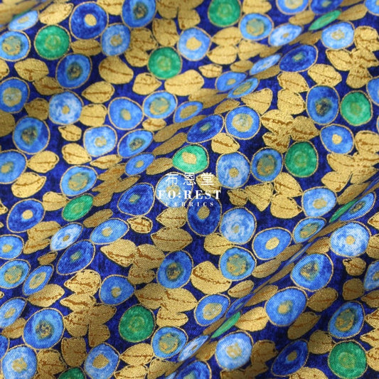 cotton - Gustav Klimt Jewel Leaf Metallic fabric Blue - FO:REST Fabric 布恩堂Liberty fabrictana lawnjapanese fabricykk zipper