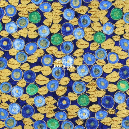 cotton - Gustav Klimt Jewel Leaf Metallic fabric Blue - FO:REST Fabric 布恩堂Liberty fabrictana lawnjapanese fabricykk zipper