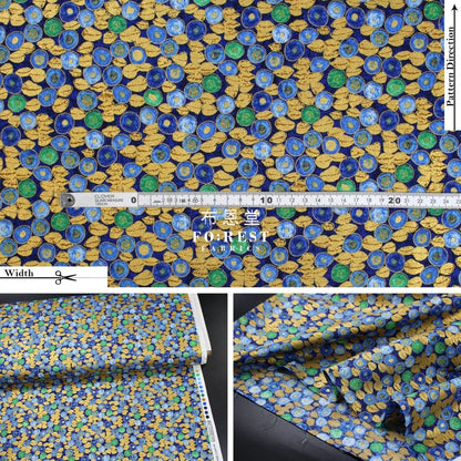 cotton - Gustav Klimt Jewel Leaf Metallic fabric Blue - FO:REST Fabric 布恩堂Liberty fabrictana lawnjapanese fabricykk zipper