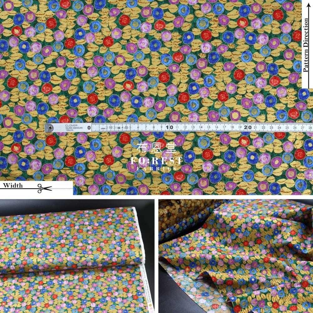 cotton - Gustav Klimt Jewel Leaf Metallic fabric Colourful - FO:REST Fabric 布恩堂Liberty fabrictana lawnjapanese fabricykk zipper