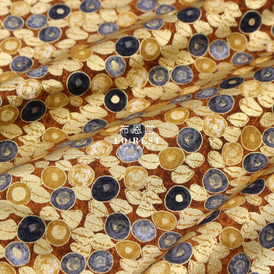 Cotton - Gustav Klimt Jewel Leaf Metallic Fabric Gold