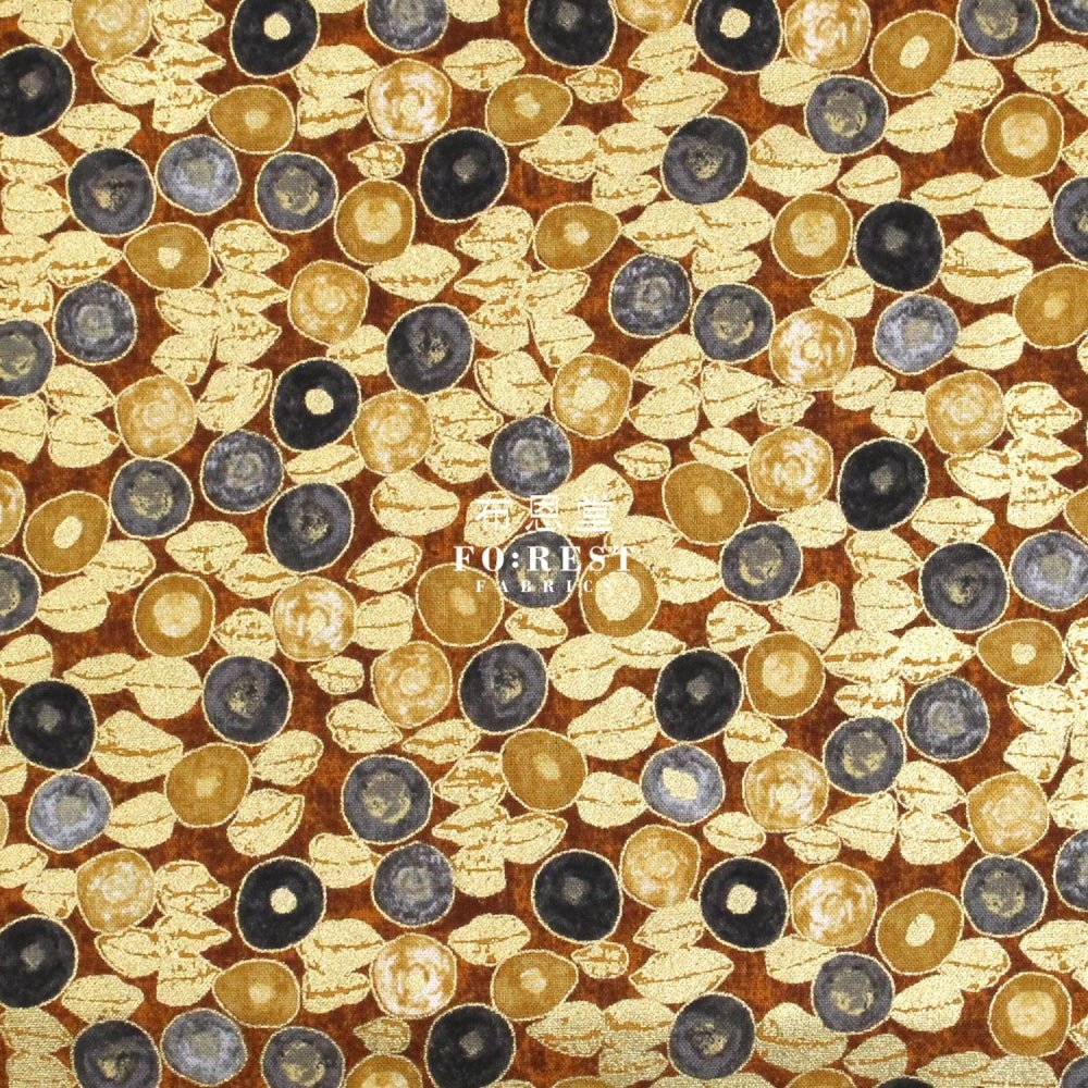 cotton - Gustav Klimt Jewel Leaf Metallic fabric Gold - FO:REST Fabric 布恩堂Liberty fabrictana lawnjapanese fabricykk zipper