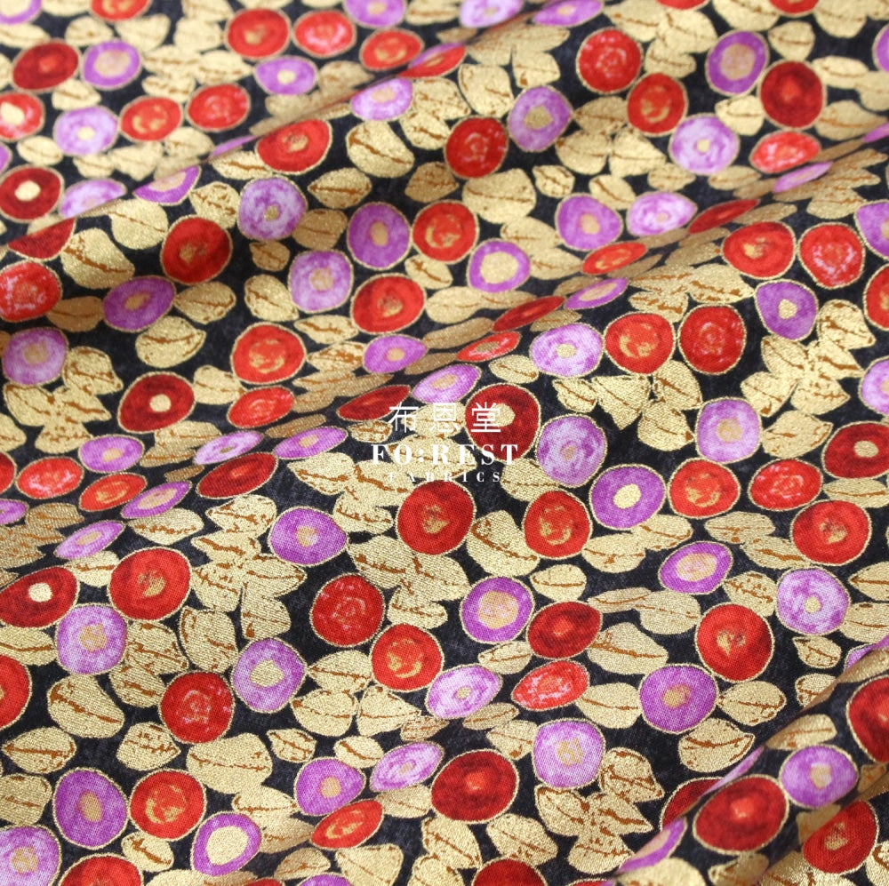 Cotton - Gustav Klimt Jewel Leaf Metallic Fabric Rose