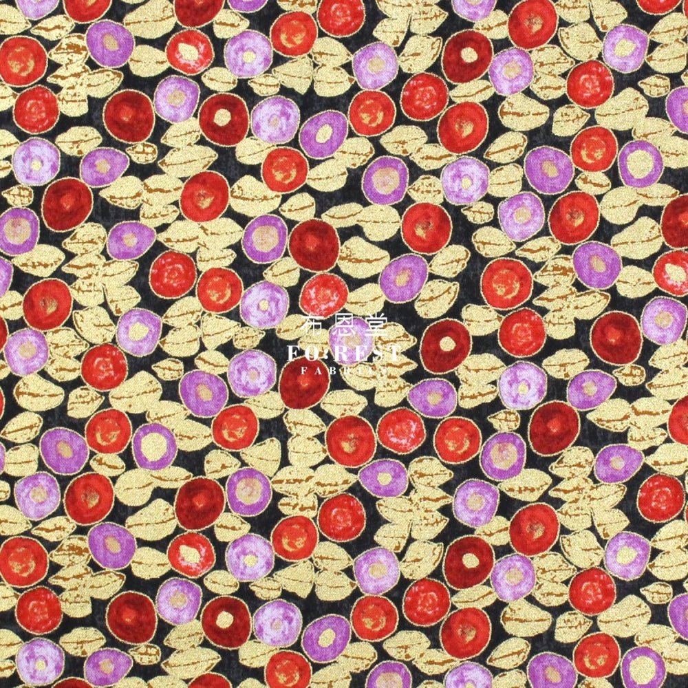 cotton - Gustav Klimt Jewel Leaf Metallic fabric Rose - FO:REST Fabric 布恩堂Liberty fabrictana lawnjapanese fabricykk zipper
