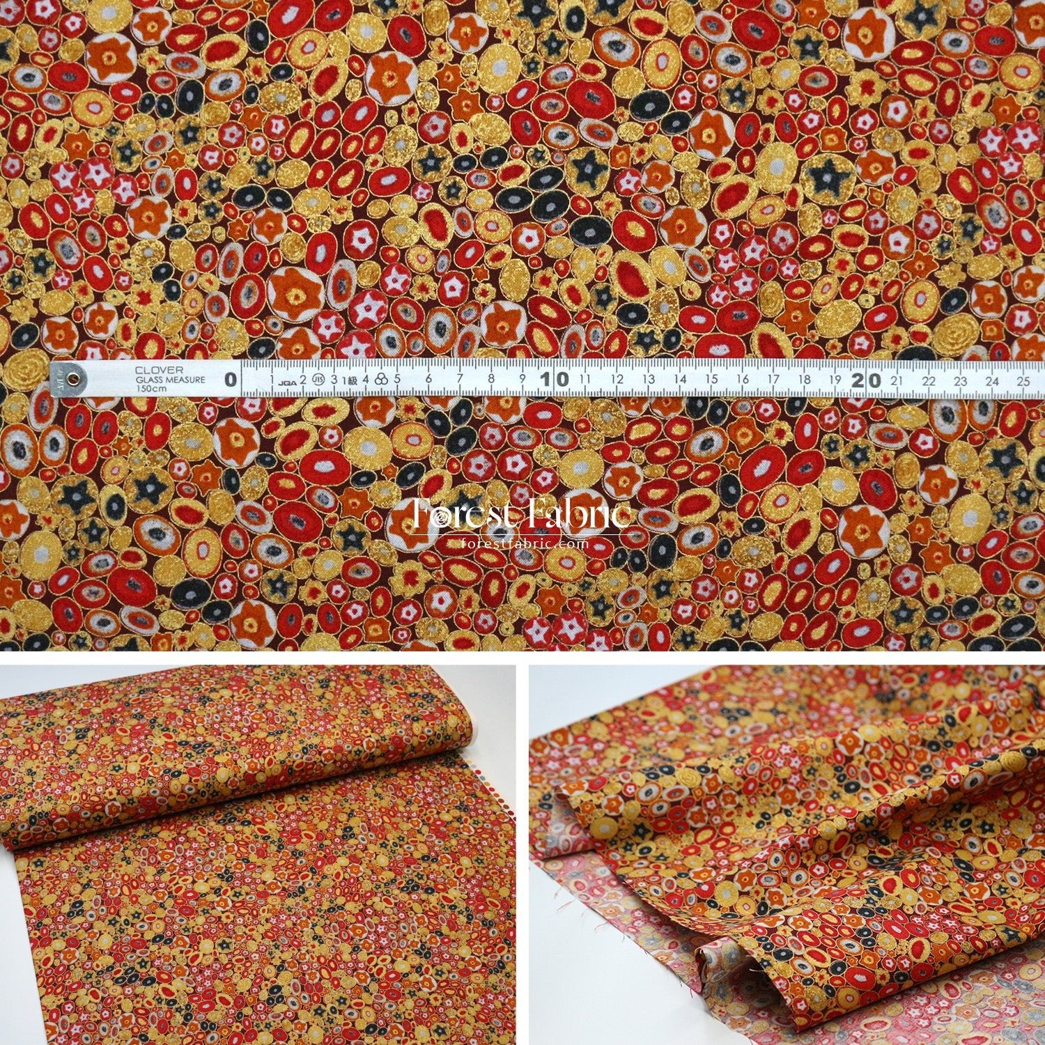 cotton - Gustav Klimt Jewel Ovals Metallic fabric BlackGOLD - FO:REST Fabric 布恩堂Liberty fabrictana lawnjapanese fabricykk zipper