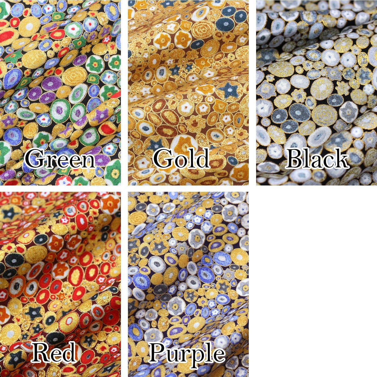 cotton - Gustav Klimt Jewel Ovals Metallic fabric BlackGOLD - FO:REST Fabric 布恩堂Liberty fabrictana lawnjapanese fabricykk zipper