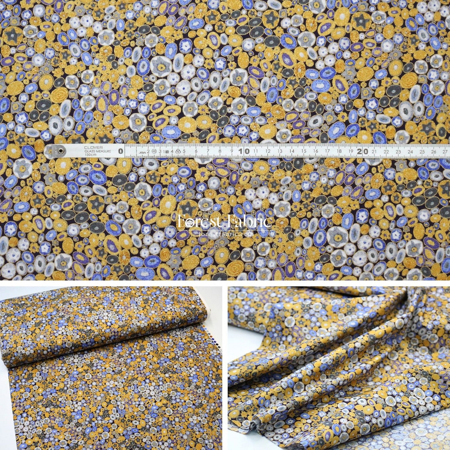 cotton - Gustav Klimt Jewel Ovals Metallic fabric BlackGOLD - FO:REST Fabric 布恩堂Liberty fabrictana lawnjapanese fabricykk zipper