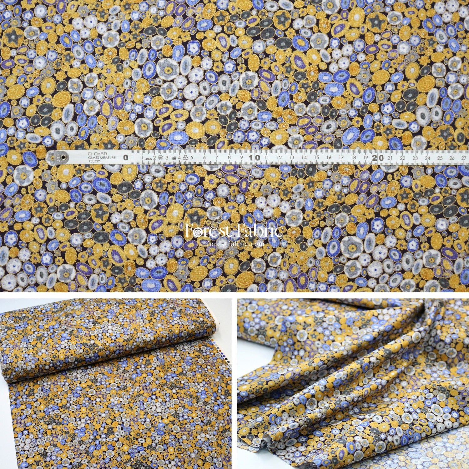 cotton - Gustav Klimt Jewel Ovals Metallic fabric BlackGOLD - FO:REST Fabric 布恩堂Liberty fabrictana lawnjapanese fabricykk zipper