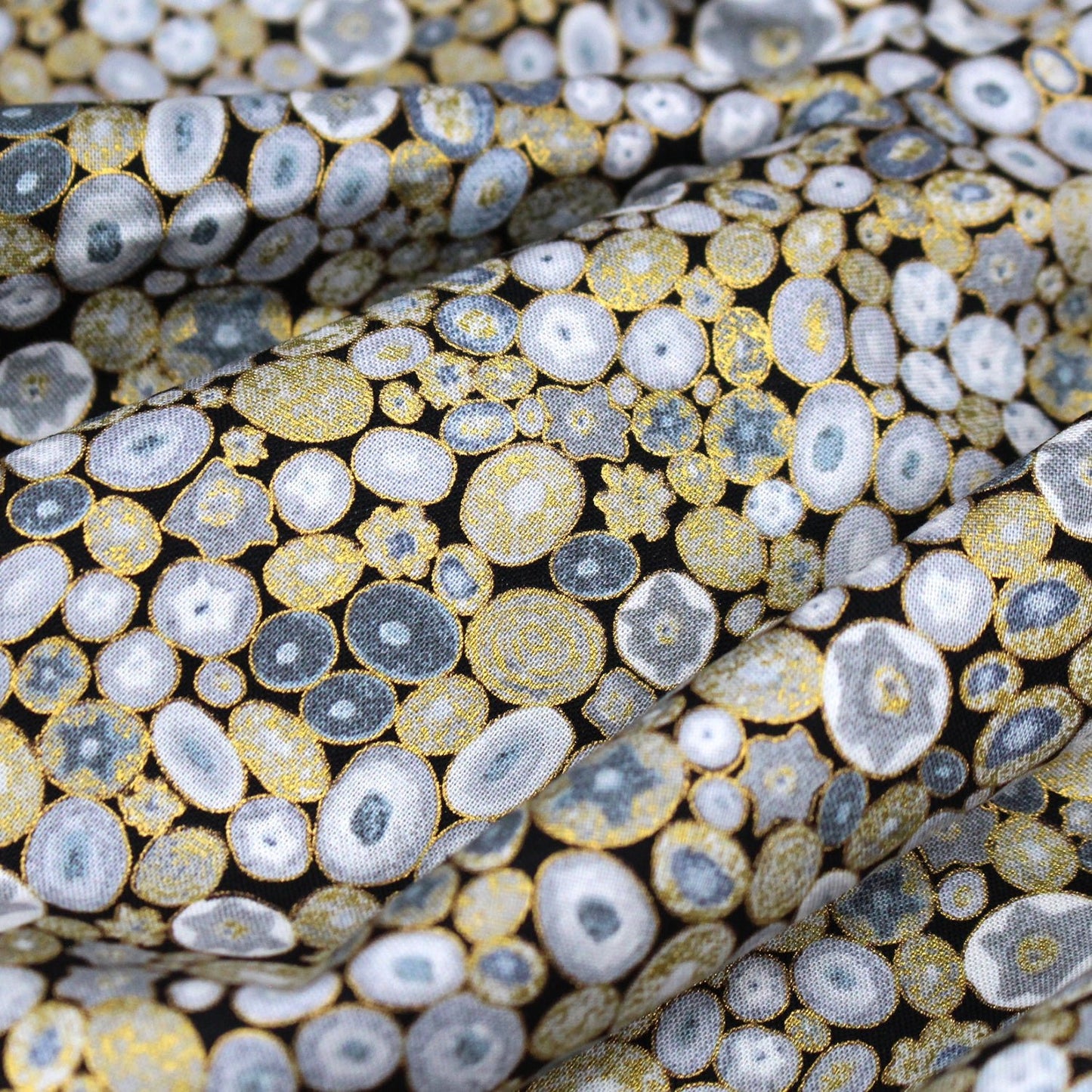 cotton - Gustav Klimt Jewel Ovals Metallic fabric BlackGOLD - FO:REST Fabric 布恩堂Liberty fabrictana lawnjapanese fabricykk zipper