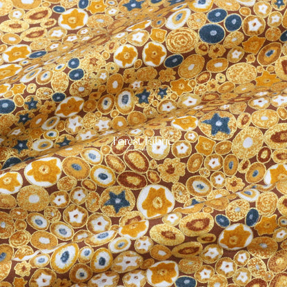 cotton - Gustav Klimt Jewel Ovals Metallic fabric BlackGOLD - FO:REST Fabric 布恩堂Liberty fabrictana lawnjapanese fabricykk zipper