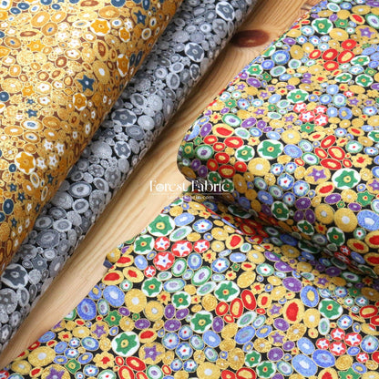 cotton - Gustav Klimt Jewel Ovals Metallic fabric BlackGOLD - FO:REST Fabric 布恩堂Liberty fabrictana lawnjapanese fabricykk zipper