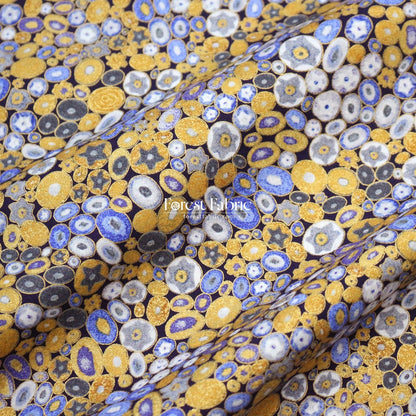 cotton - Gustav Klimt Jewel Ovals Metallic fabric BlackGOLD - FO:REST Fabric 布恩堂Liberty fabrictana lawnjapanese fabricykk zipper