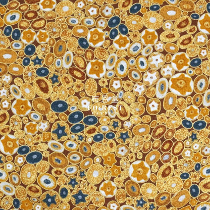 cotton - Gustav Klimt Jewel Ovals Metallic fabric Gold - FO:REST Fabric 布恩堂Liberty fabrictana lawnjapanese fabricykk zipper