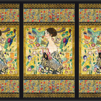 cotton - Gustav Klimt Lady with a fan Panel fabric - FO:REST Fabric 布恩堂Liberty fabrictana lawnjapanese fabricykk zipper
