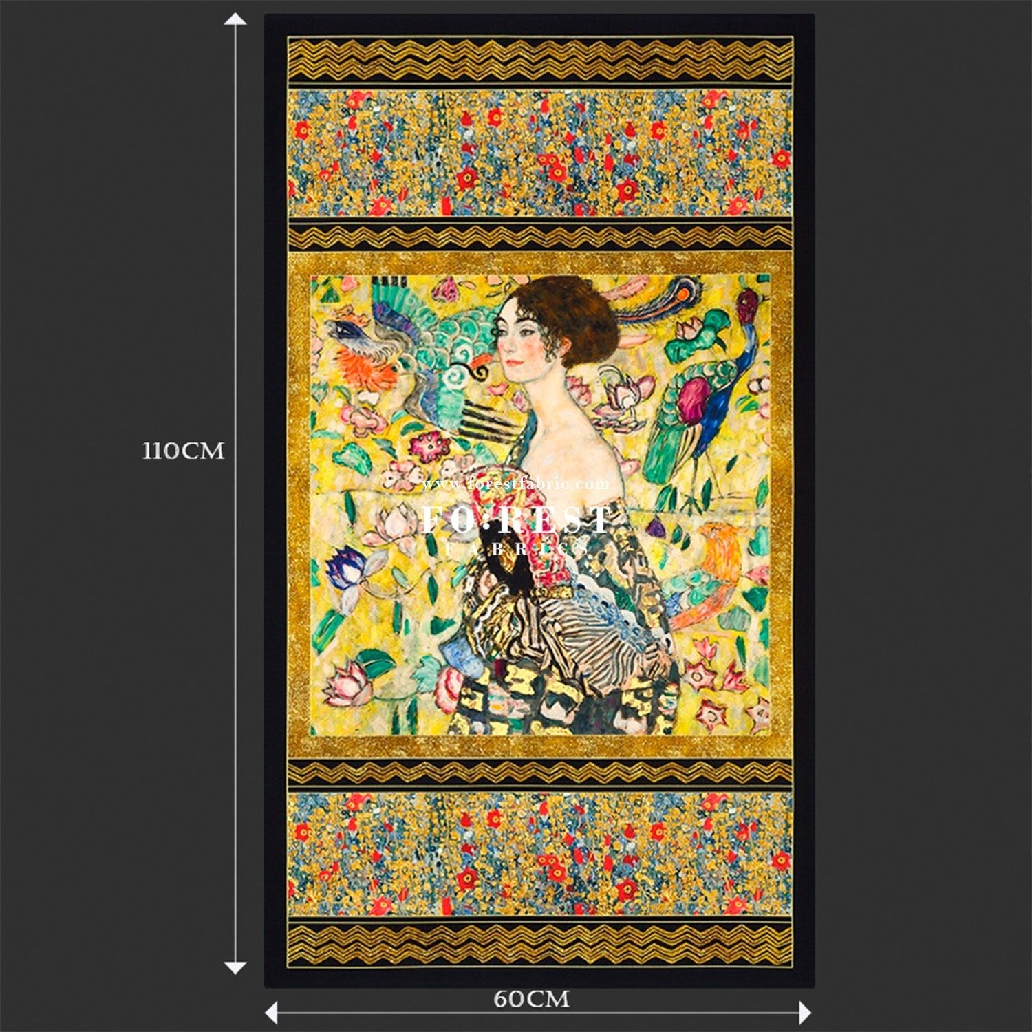cotton - Gustav Klimt Lady with a fan Panel fabric - FO:REST Fabric 布恩堂Liberty fabrictana lawnjapanese fabricykk zipper