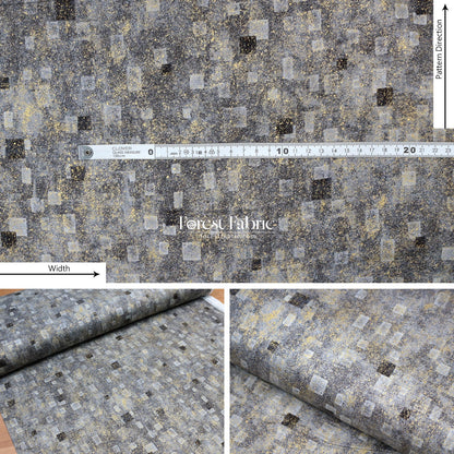 cotton - Gustav Klimt Squares Metallic fabric Black - FO:REST Fabric 布恩堂Liberty fabrictana lawnjapanese fabricykk zipper