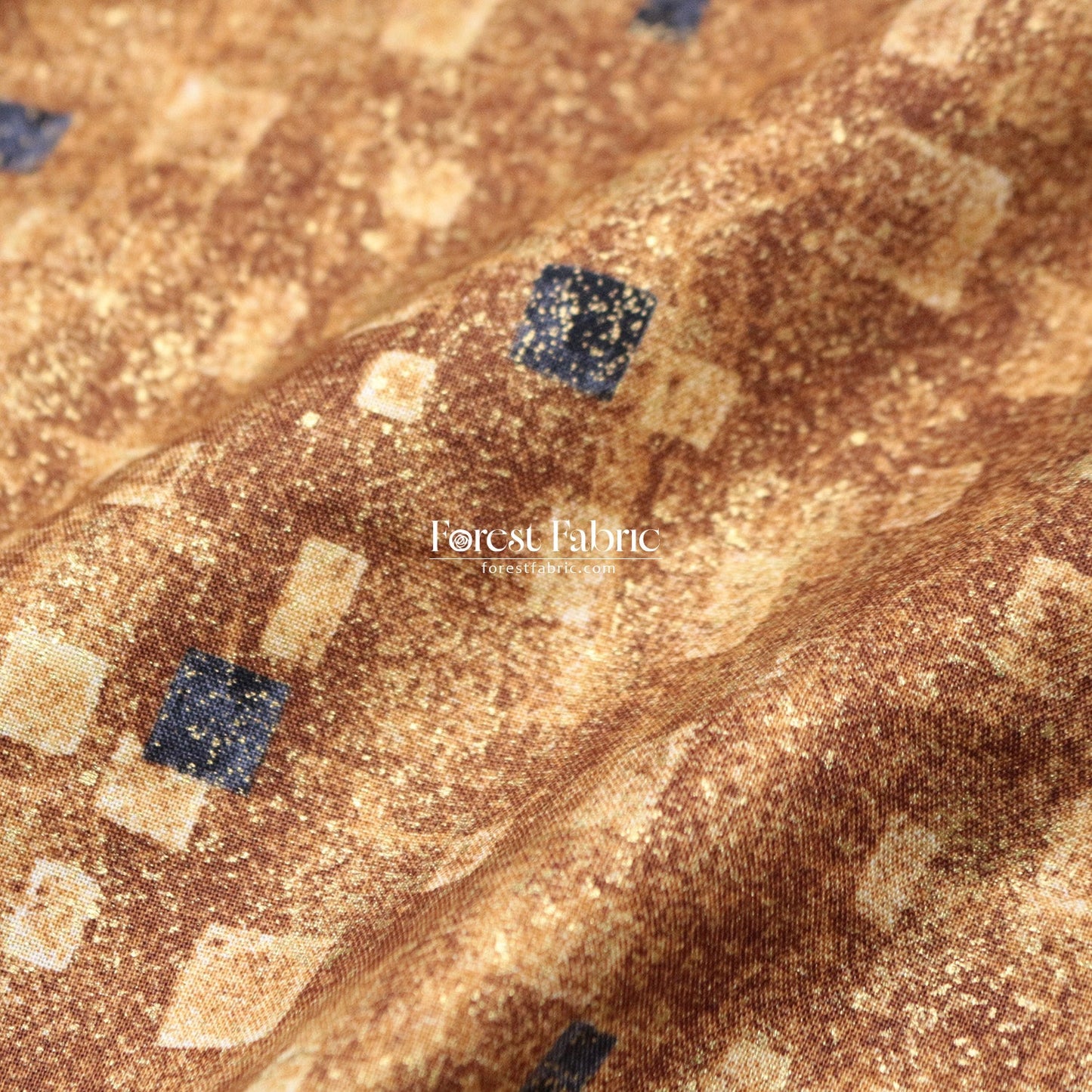 cotton - Gustav Klimt Squares Metallic fabric Black - FO:REST Fabric 布恩堂Liberty fabrictana lawnjapanese fabricykk zipper